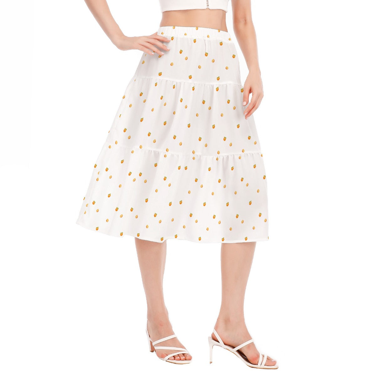 Simple Oranges Women's Stitched Pleated Chiffon Skirt