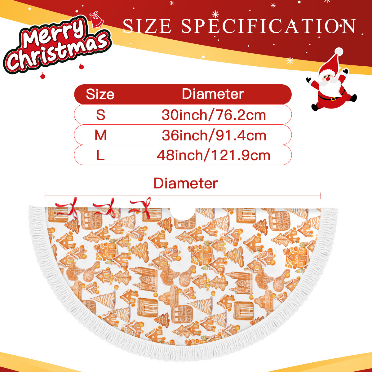 Old Towne Orange Gingerbread Village Tree Skirt