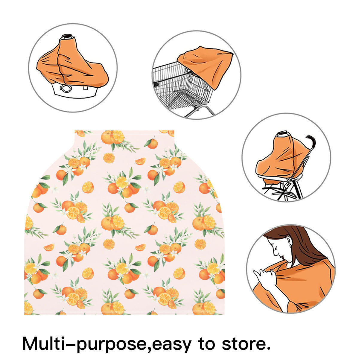 Squeezeable Orange Citrus Nursing Cover in Light Pink