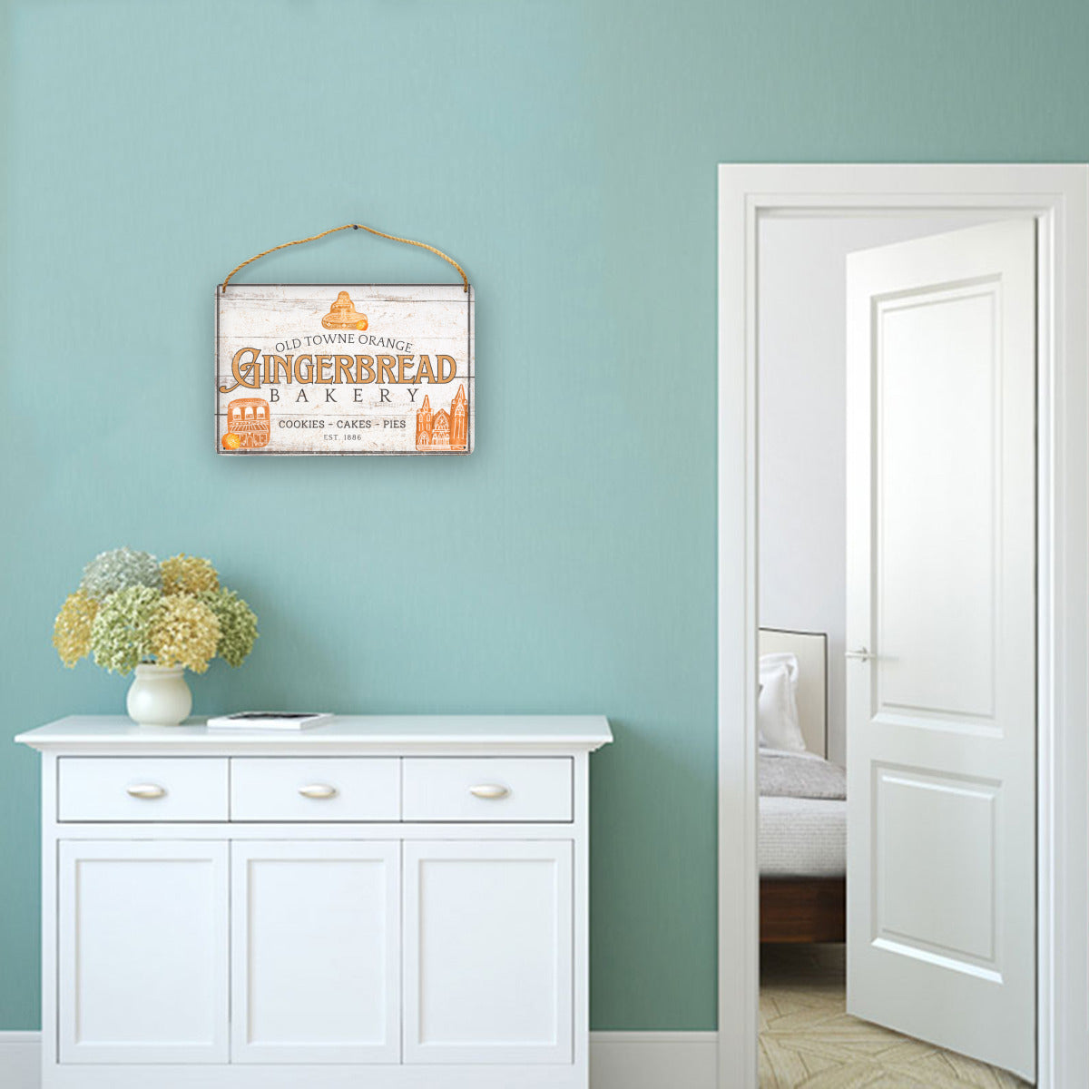 Old Towne Orange Gingerbread Bakery Wooden Sign (12 x 8 in)
