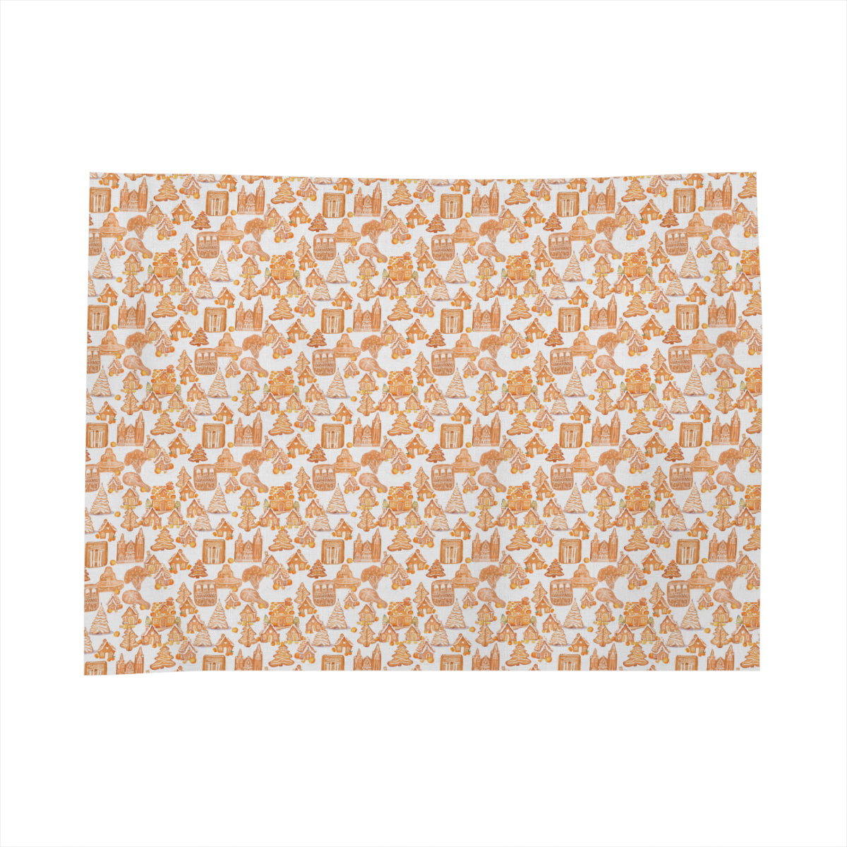 Old Towne Orange Gingerbread Village Linen Tablecloth