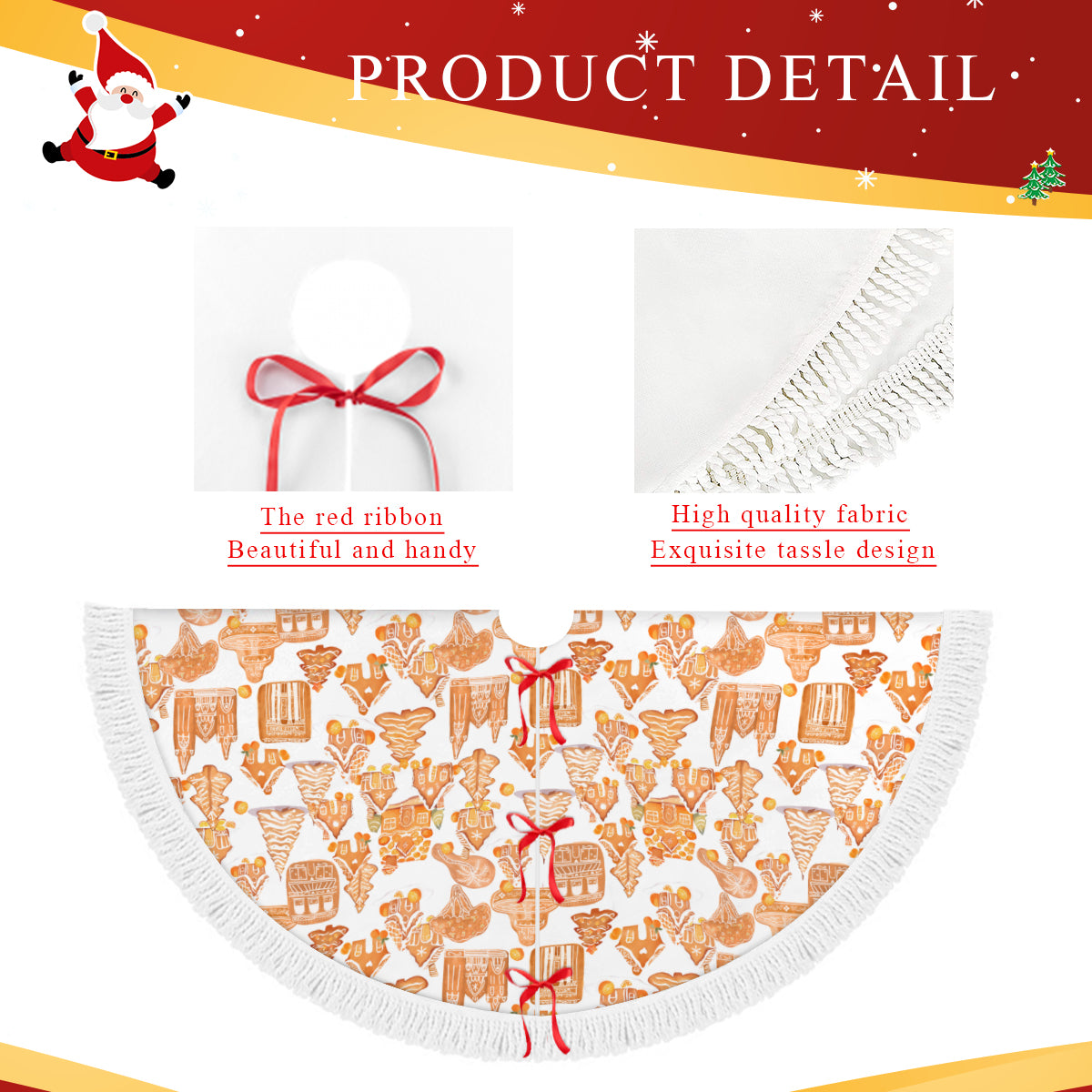 Old Towne Orange Gingerbread Village Tree Skirt