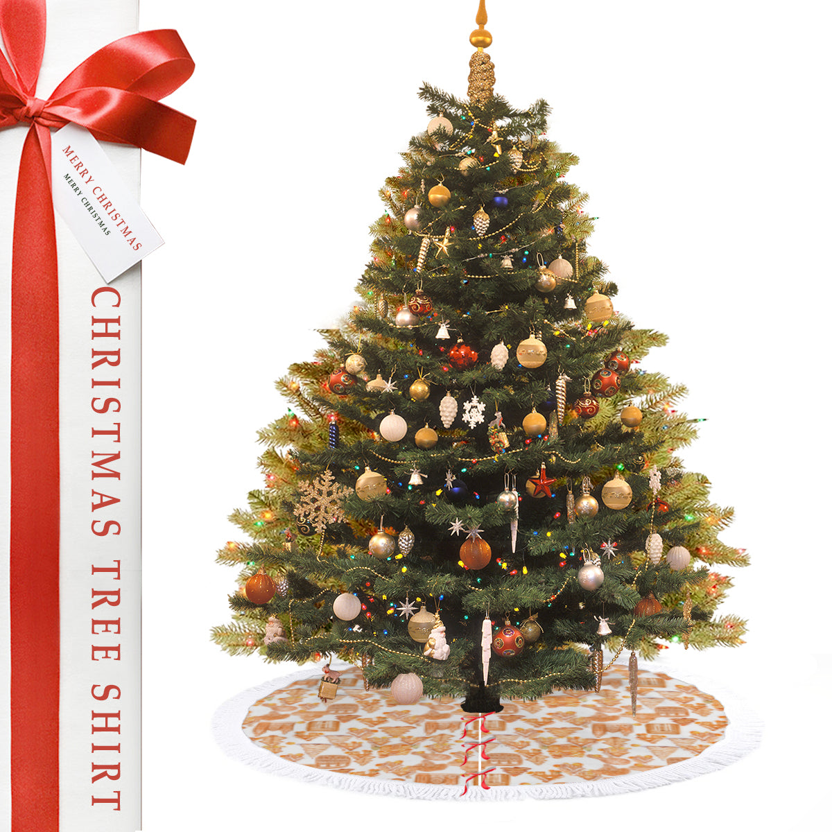 Old Towne Orange Gingerbread Village Tree Skirt