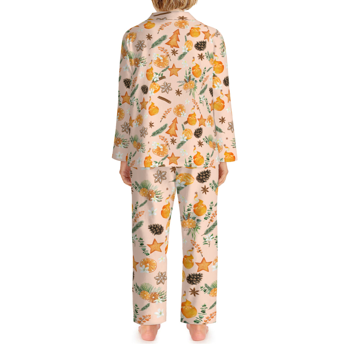 Christmas Citrus Kid's Pajamas - Light Peach