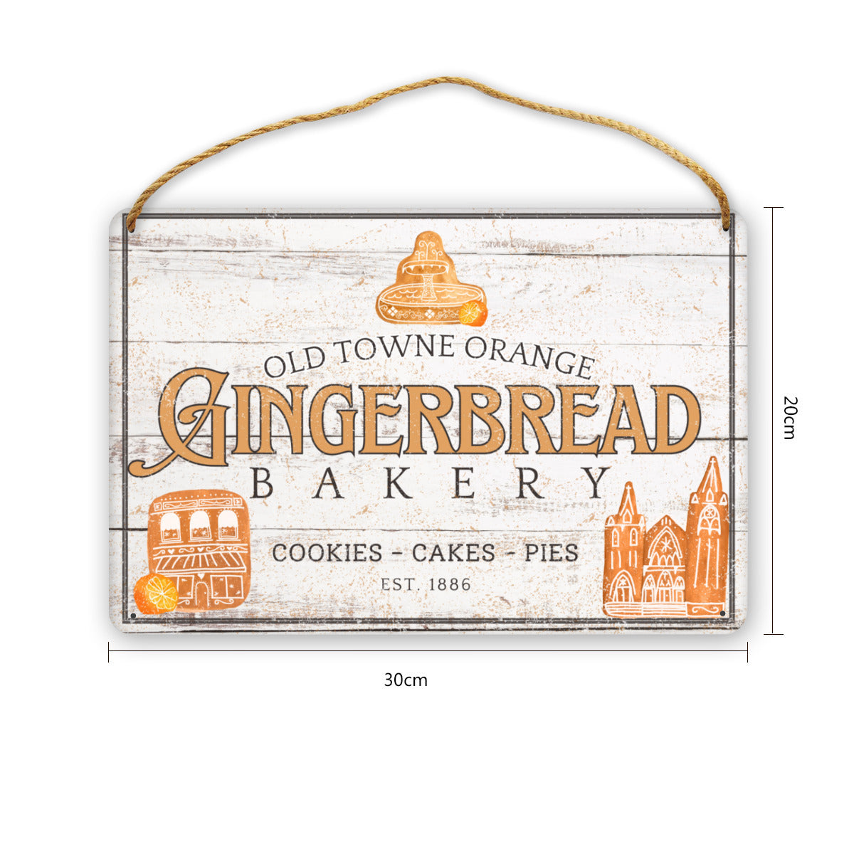 Old Towne Orange Gingerbread Bakery Wooden Sign (12 x 8 in)