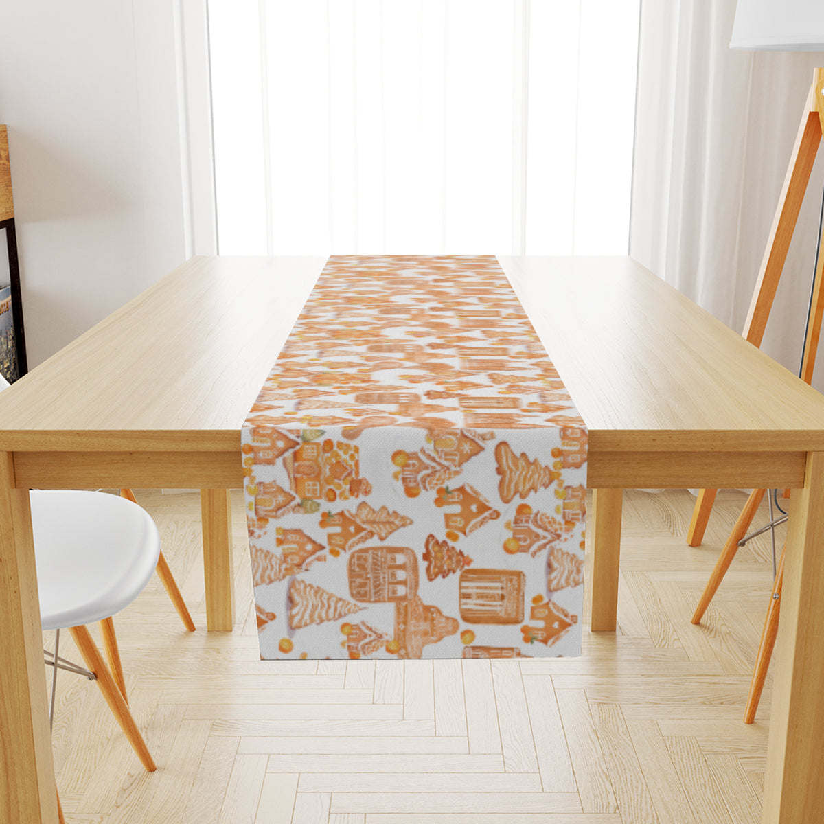 Old Towne Orange Gingerbread Village Christmas Table Runner
