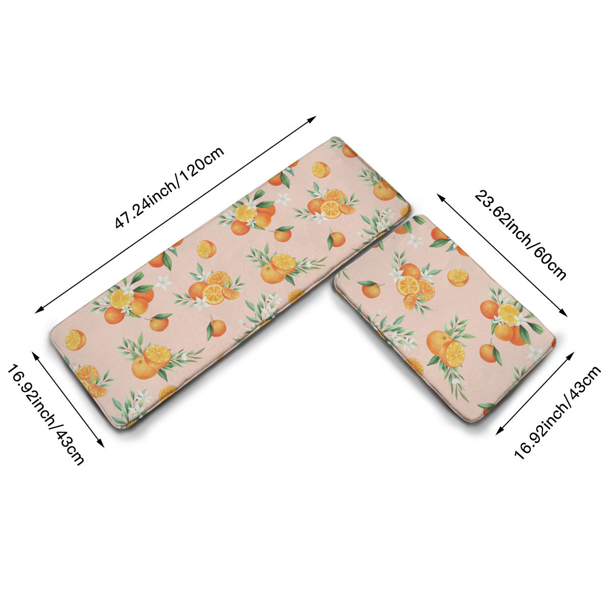 Orange Floral Kitchen Mats in Pink