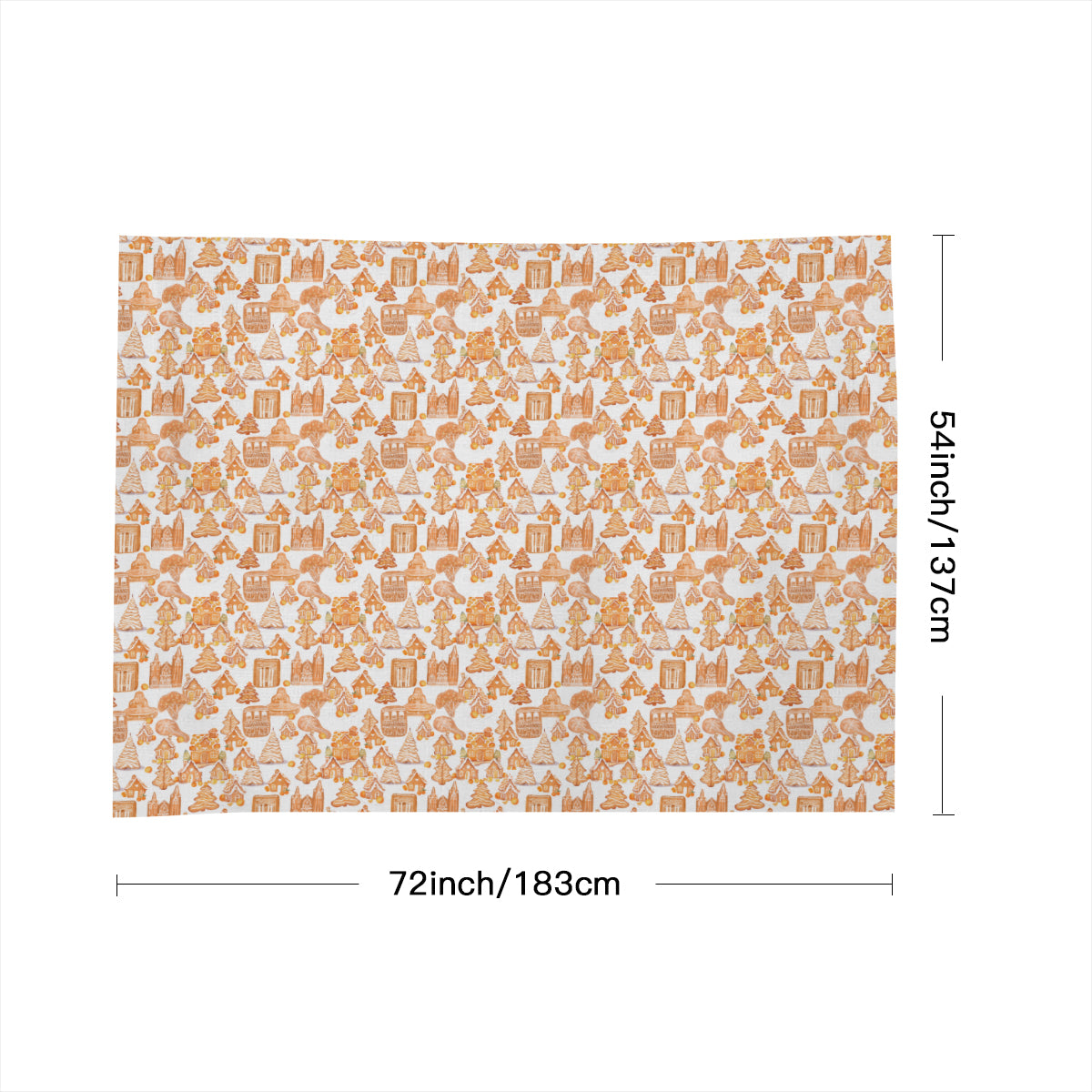 Old Towne Orange Gingerbread Village Linen Tablecloth