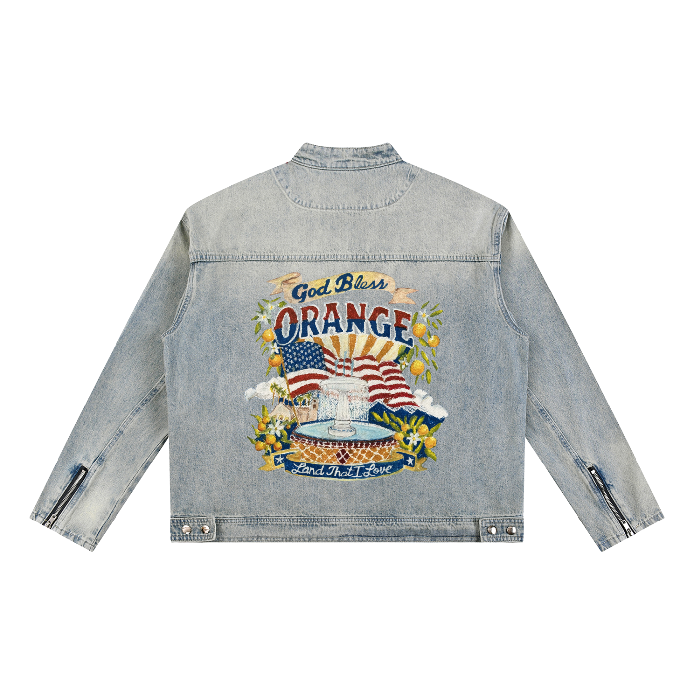God Bless Orange Light Denim Jacket