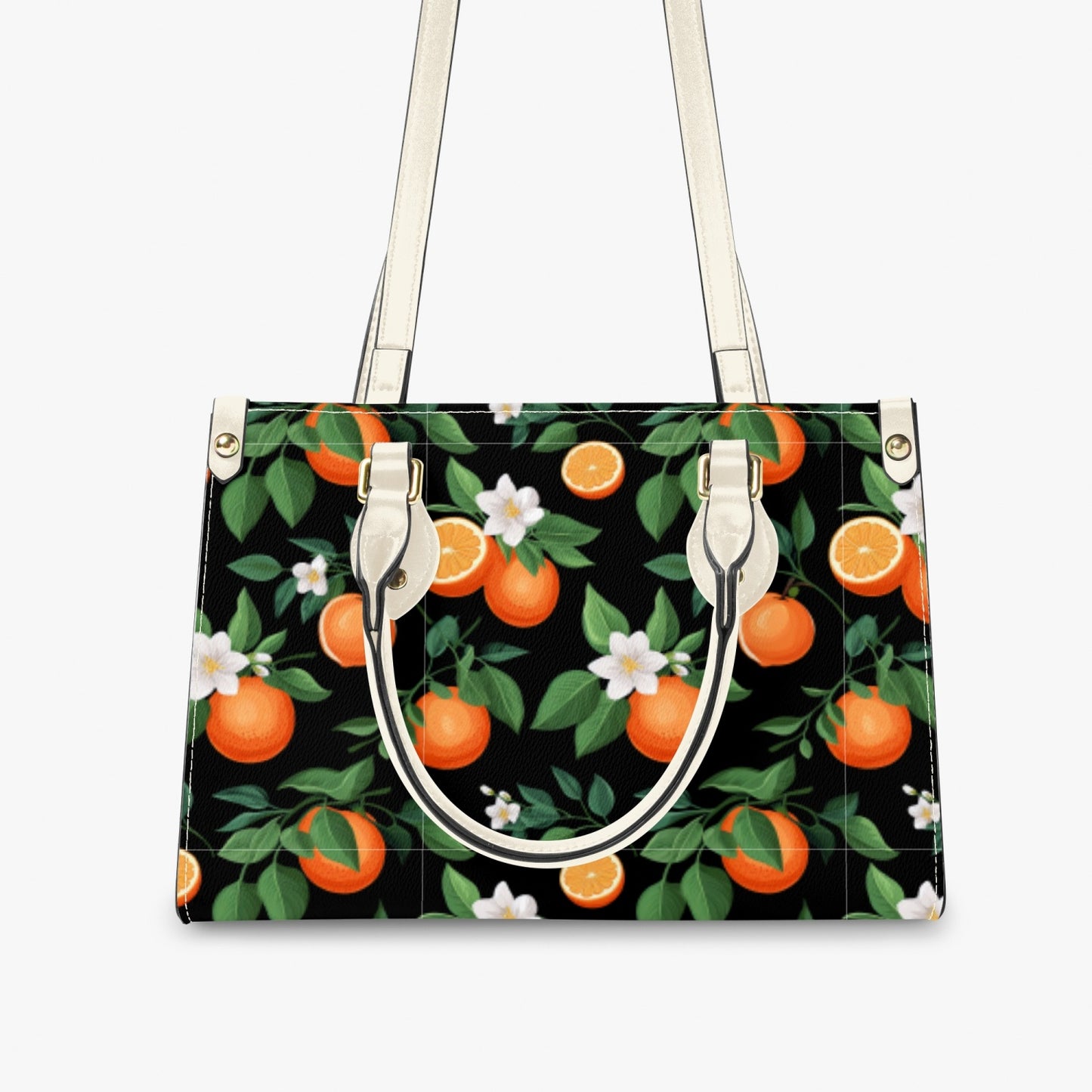 Black Orange Floral Women's Purse - Long Strap