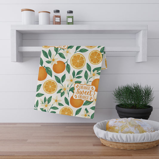 "Orange Sweet Orange" Tea Towel - Cheerful Kitchen Decor, Gifts for Home, Housewarming, Summer Gatherings, Citrus Lovers