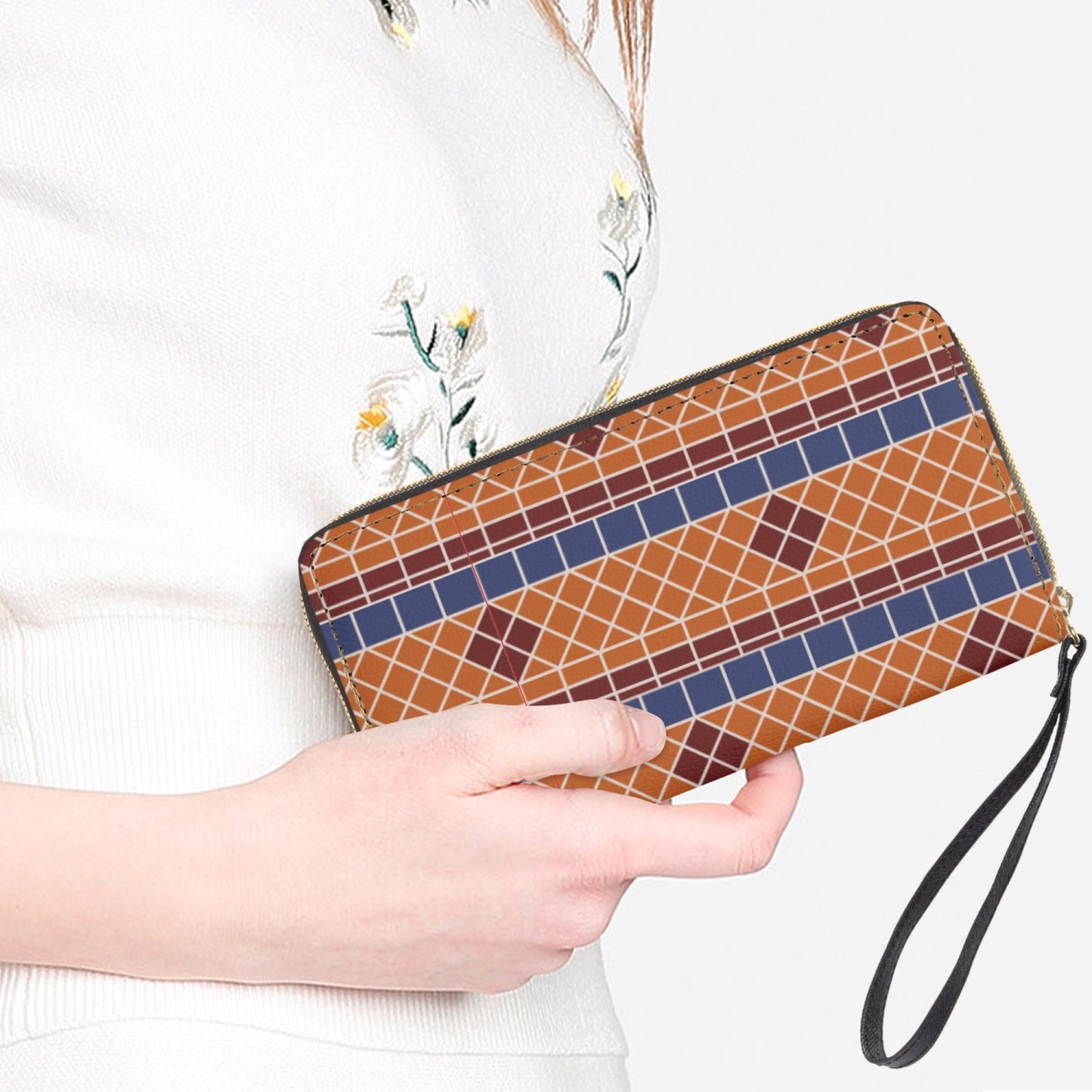 Fountain Tiles Leather Wristlet Clutch Wallet