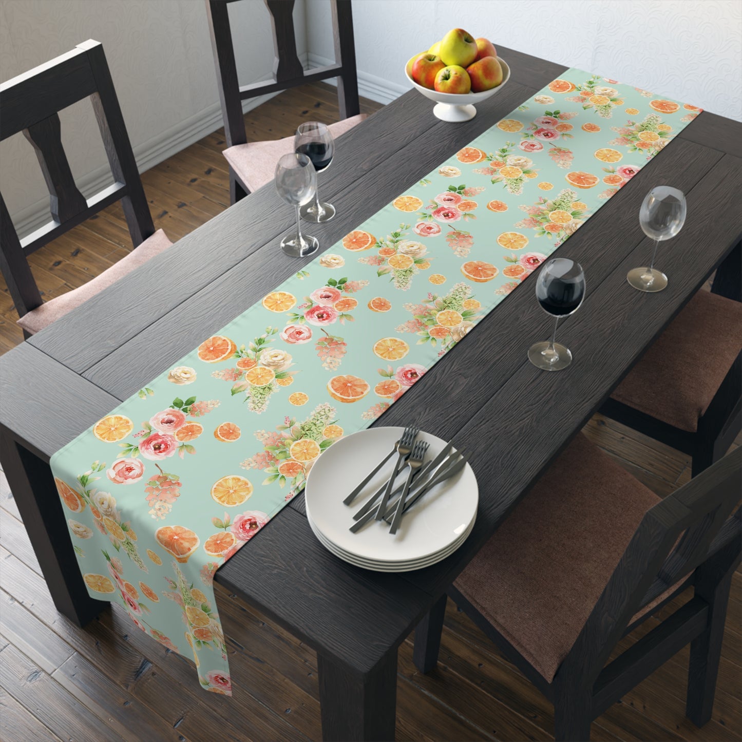 Mint Spring Oranges Table Runner (Cotton, Poly)