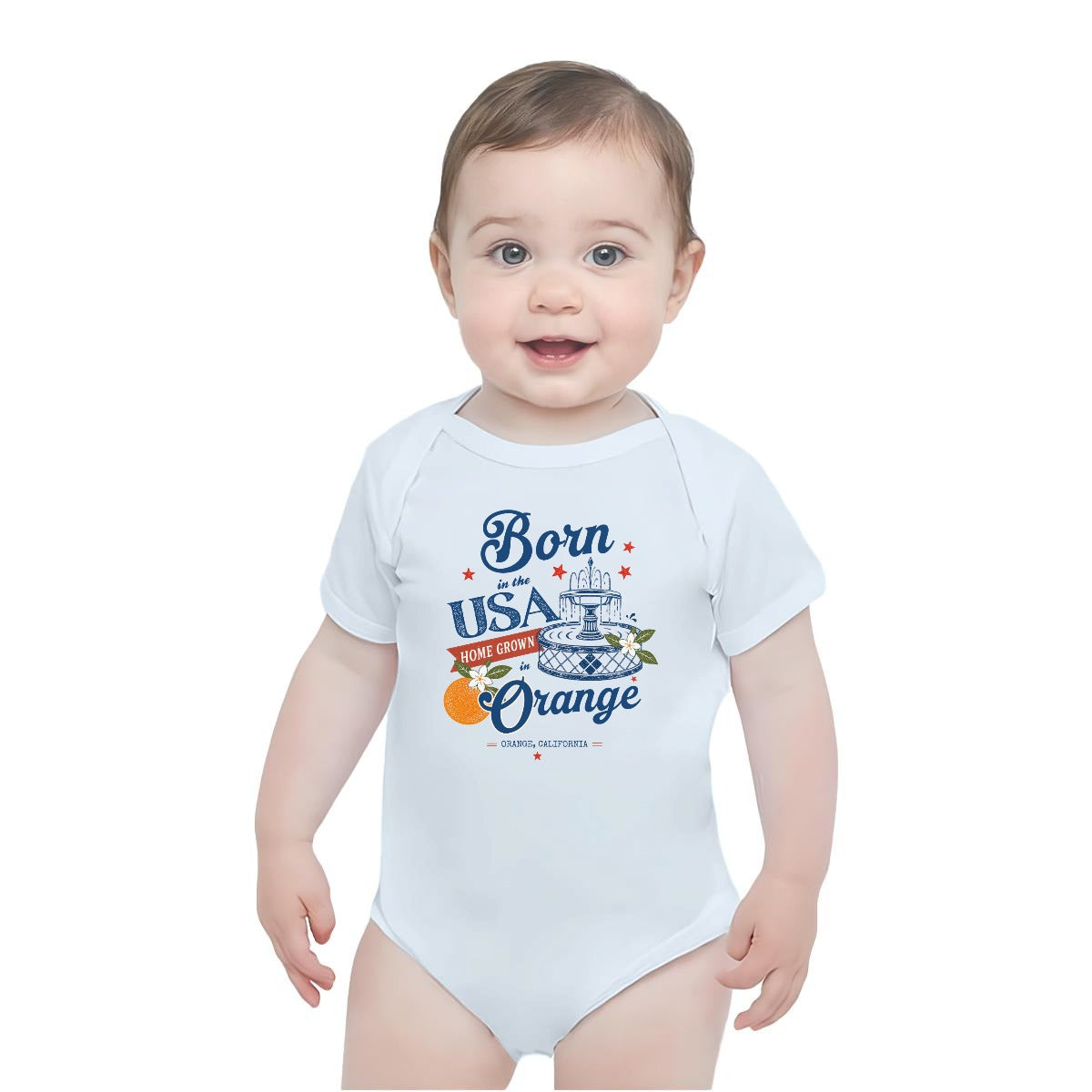 Born in the USA, Homegrown in Orange Baby Onesie
