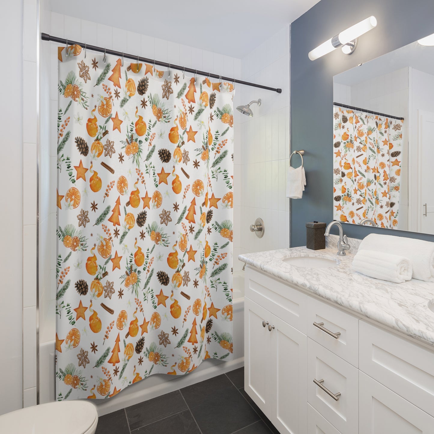Orange spice Christmas Shower Curtain