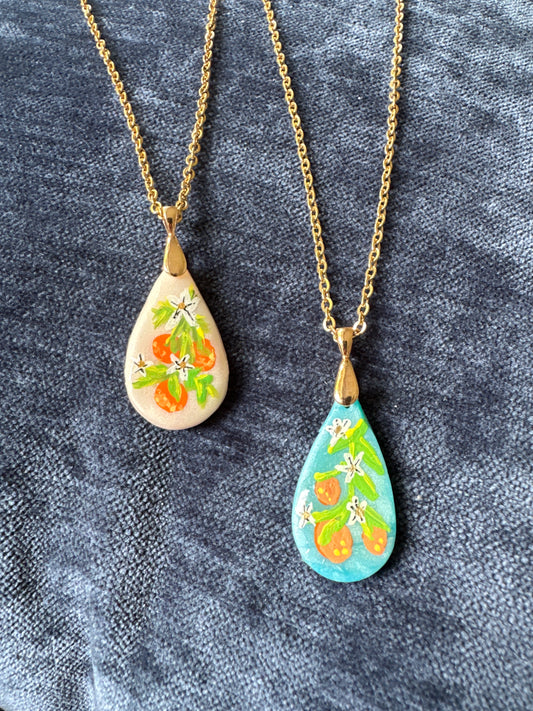 Citrus Blossom Teardrop Pendants