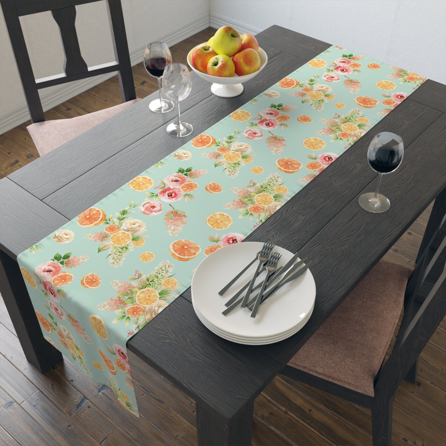 Mint Spring Oranges Table Runner (Cotton, Poly)