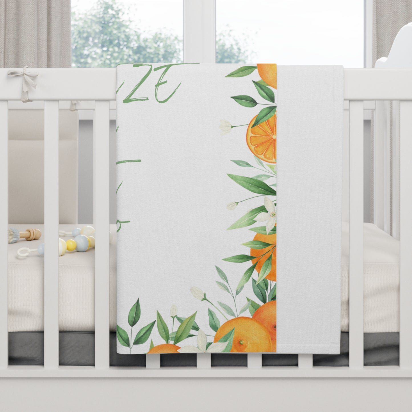I could SQUEEZE you I LOVE you so Oranges Citrus Soft Fleece Baby Blanket