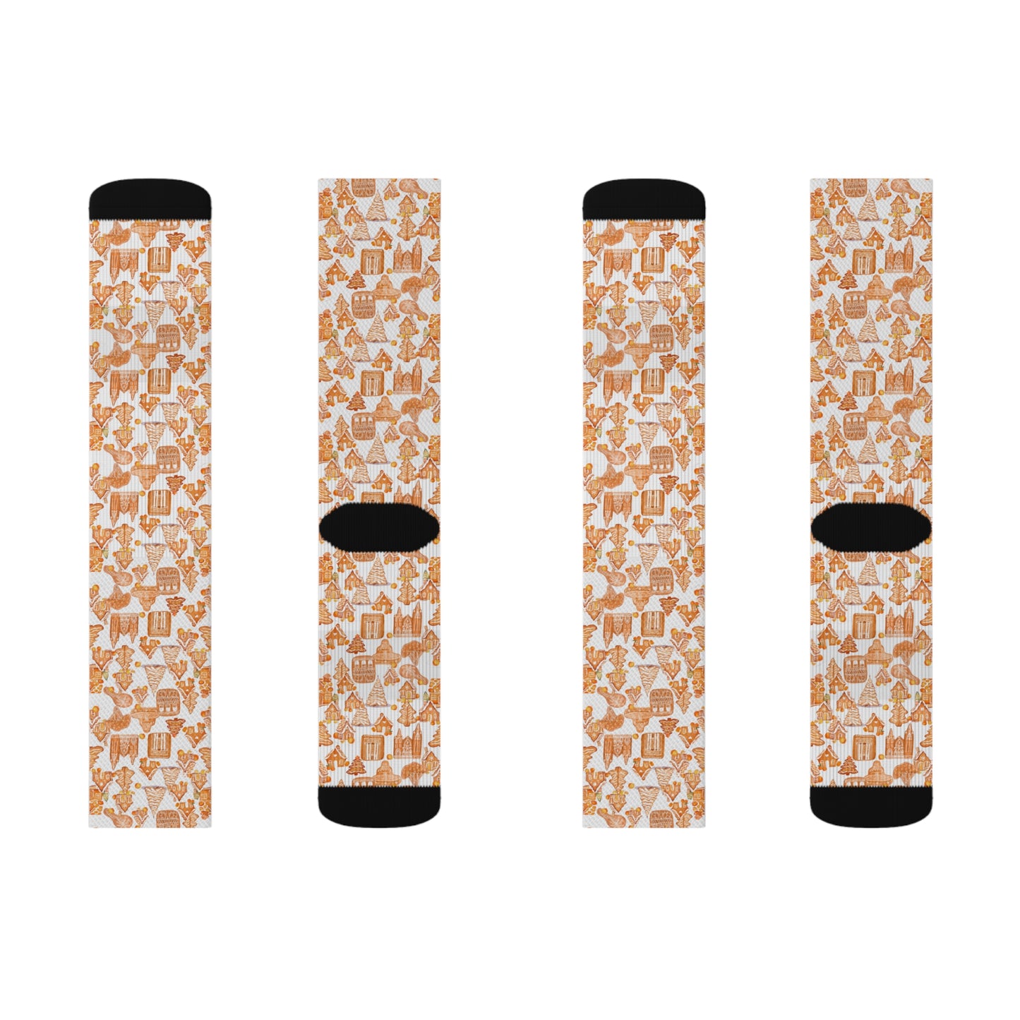 Old Towne Orange Gingerbread Village Socks