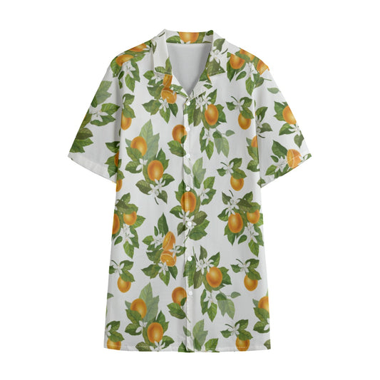 Simply Orange Men's Hawaiian Shirt With Button Closure | Cotton poplin