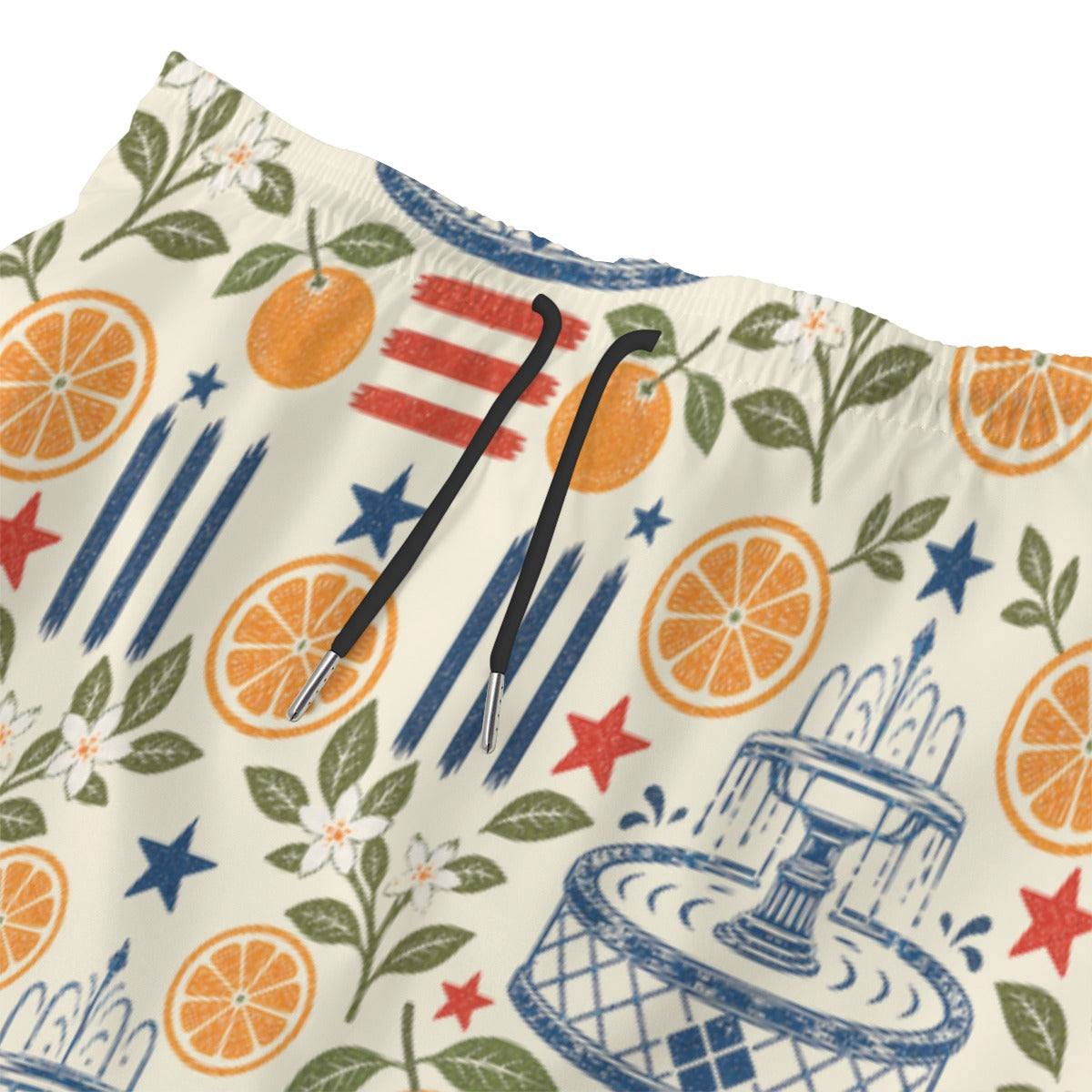 Stars, Stripes & Citrus Men’s Swim Shorts in Cream