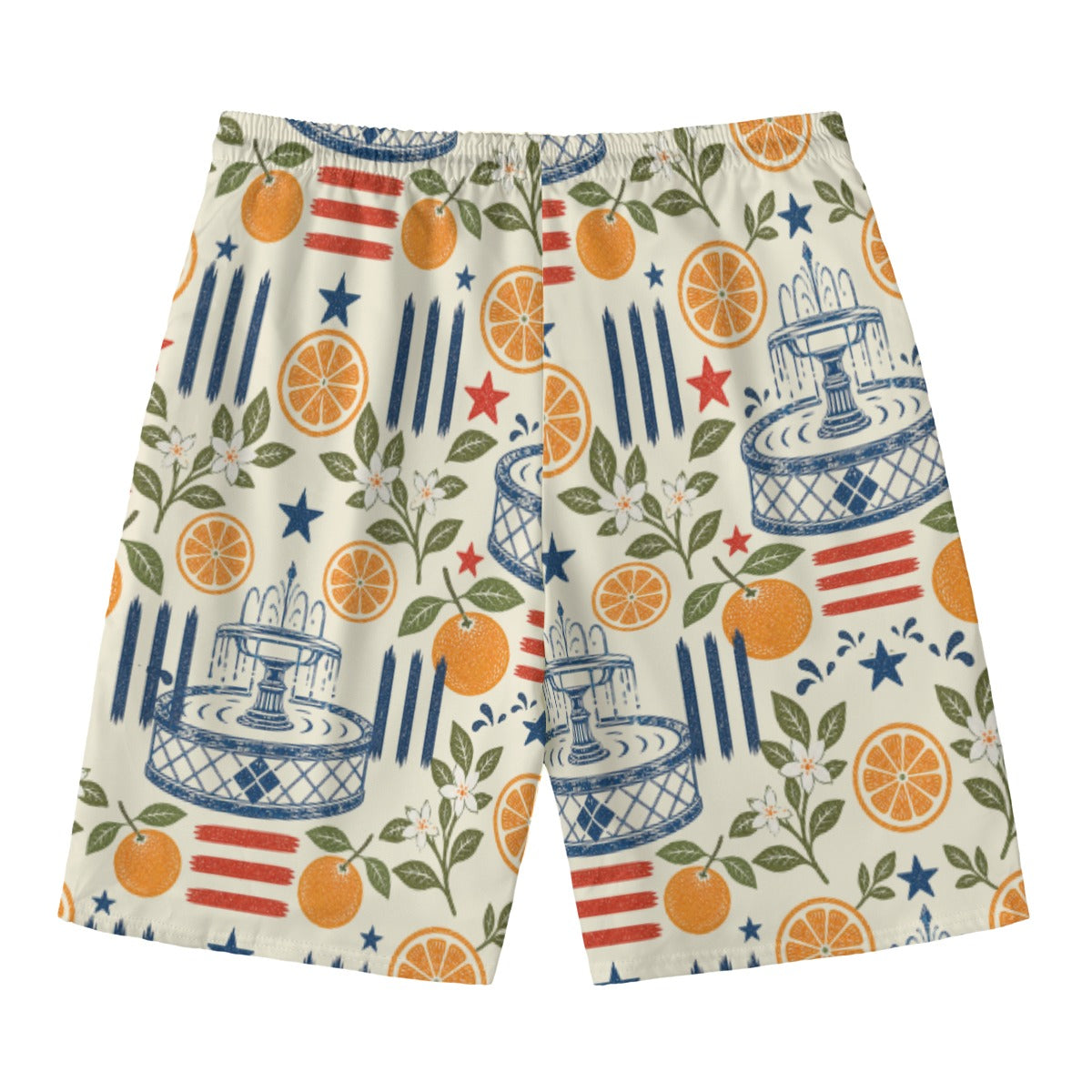 Stars, Stripes & Citrus Men’s Swim Shorts in Cream
