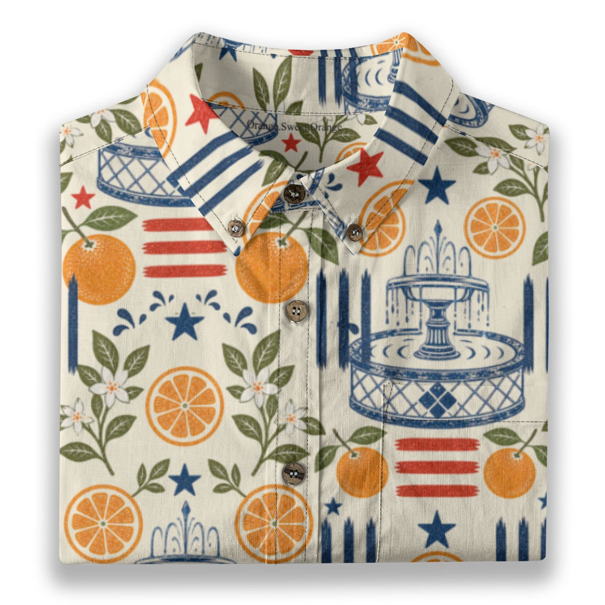 Stars, Stripes & Citrus Button-Up in Cream