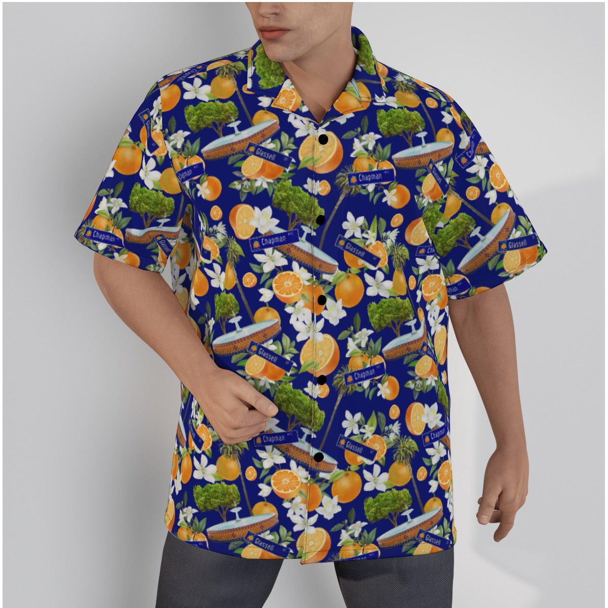 "The Mayor" Chapman Glassell OTO Men's Hawaiian Shirt in Blue (XL Clearance)