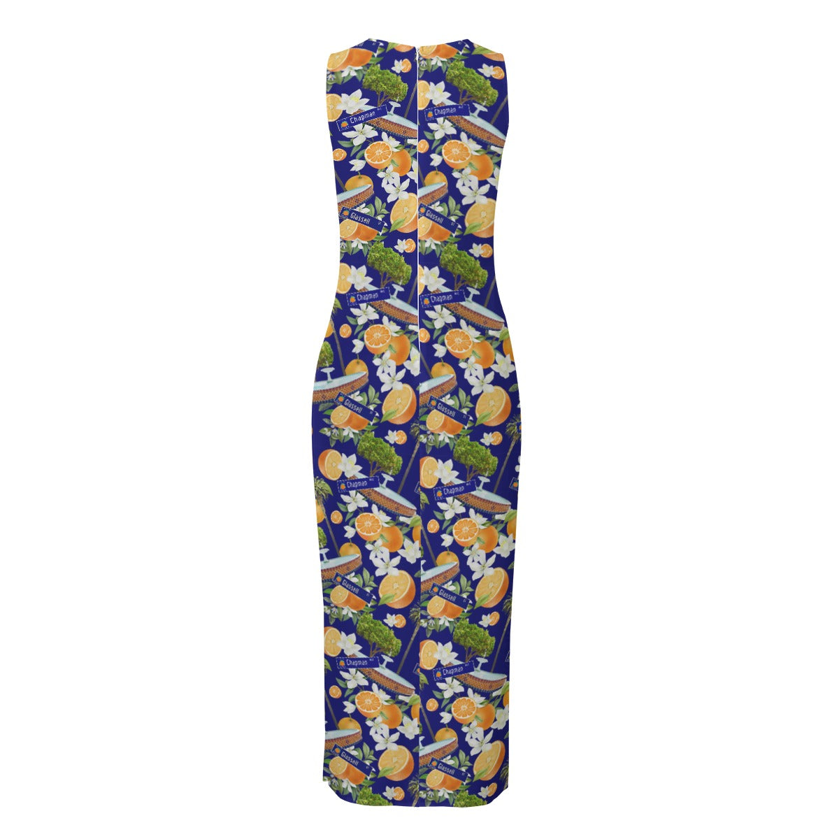 Old Towne Hawaiian Women's Beach Perspective Chiffon Sleeveless Dress in Blue