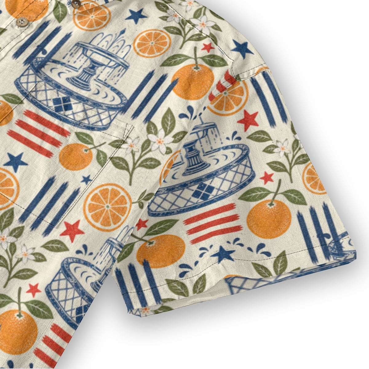 Stars, Stripes & Citrus Button-Up in Cream