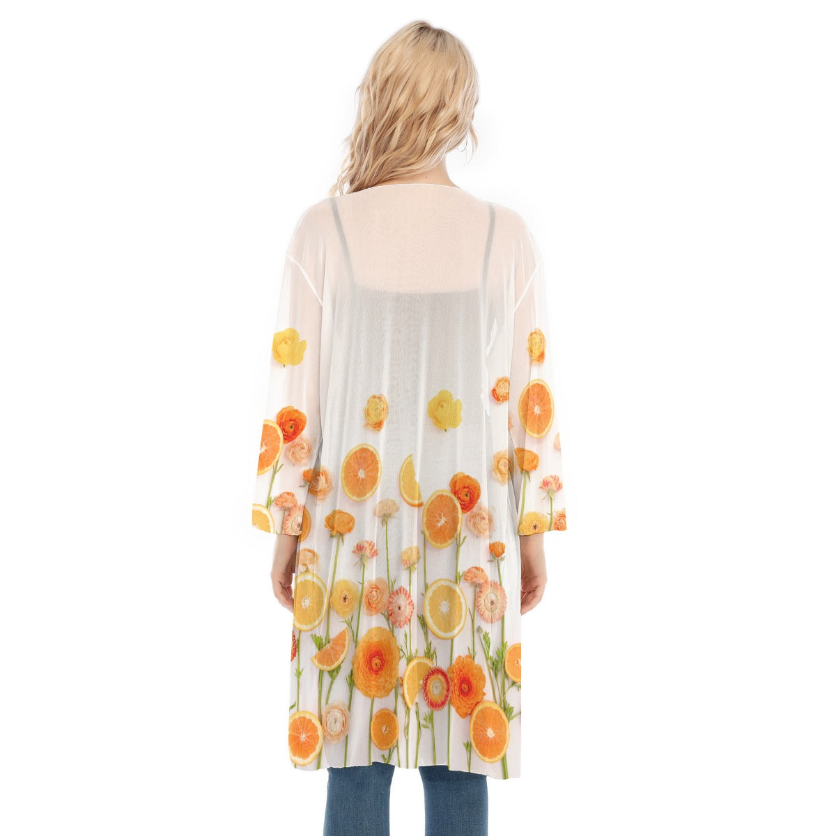 Floral Cara Cara Women's V-neck Mesh Cardigan