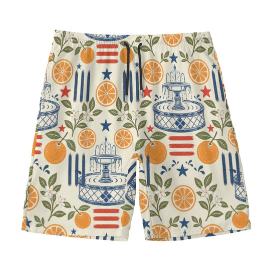 Stars, Stripes & Citrus Men’s Swim Shorts in Cream