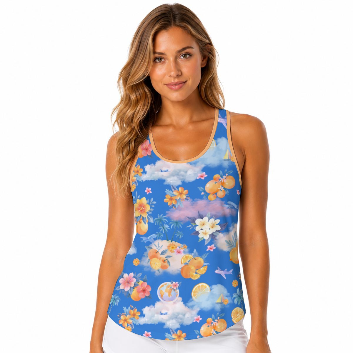 Heidi's Tank with Built-in Bra Sports Tank Tops and contrast edging