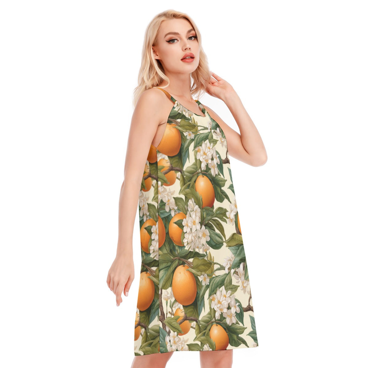 Orange Botanicals Women's O-neck Cami Dress - Cotton
