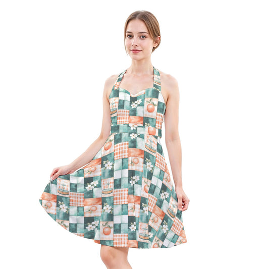 All-Over Print Women’s Halter Skater Dress