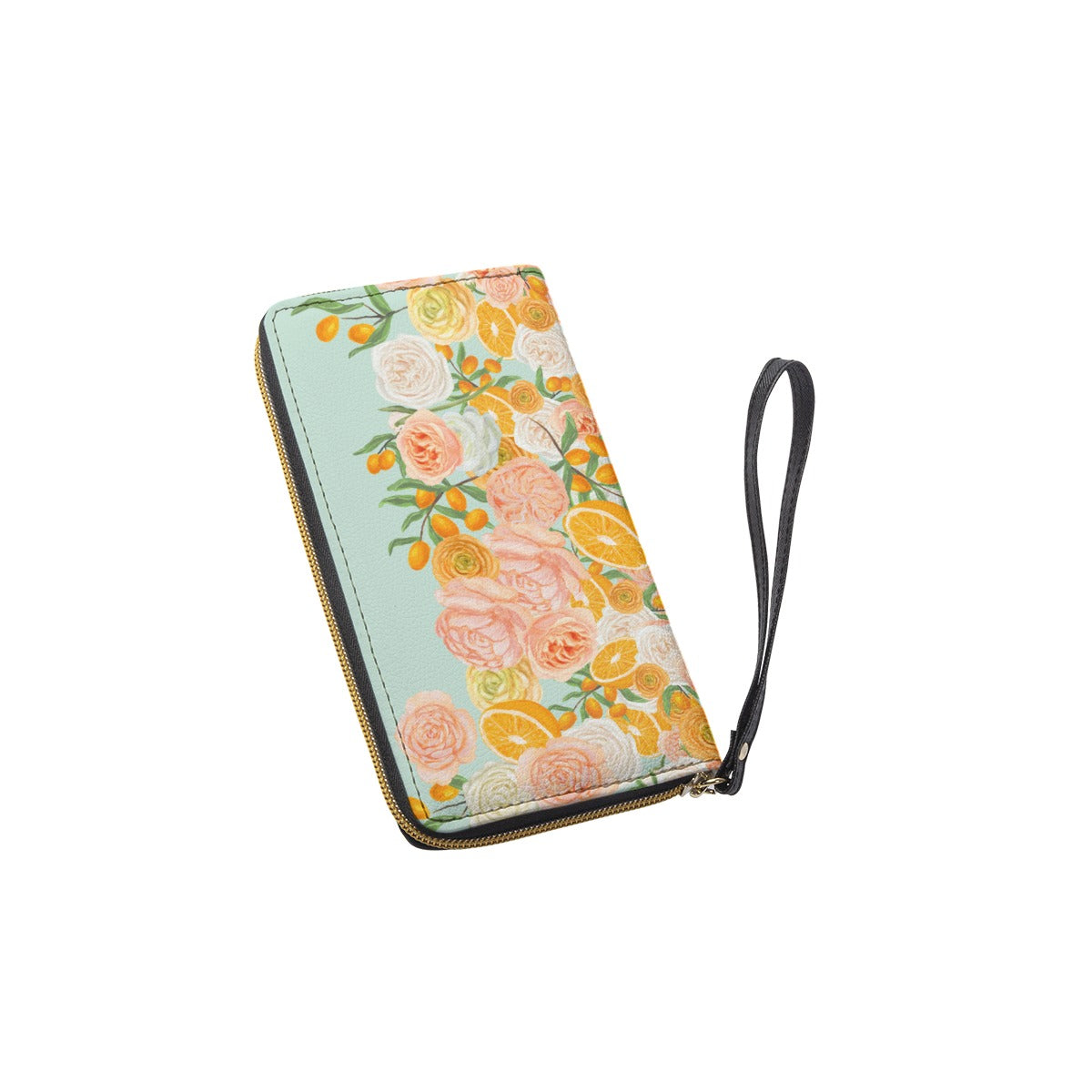 Mint Citrus Blossom Wallet With Hand Strap