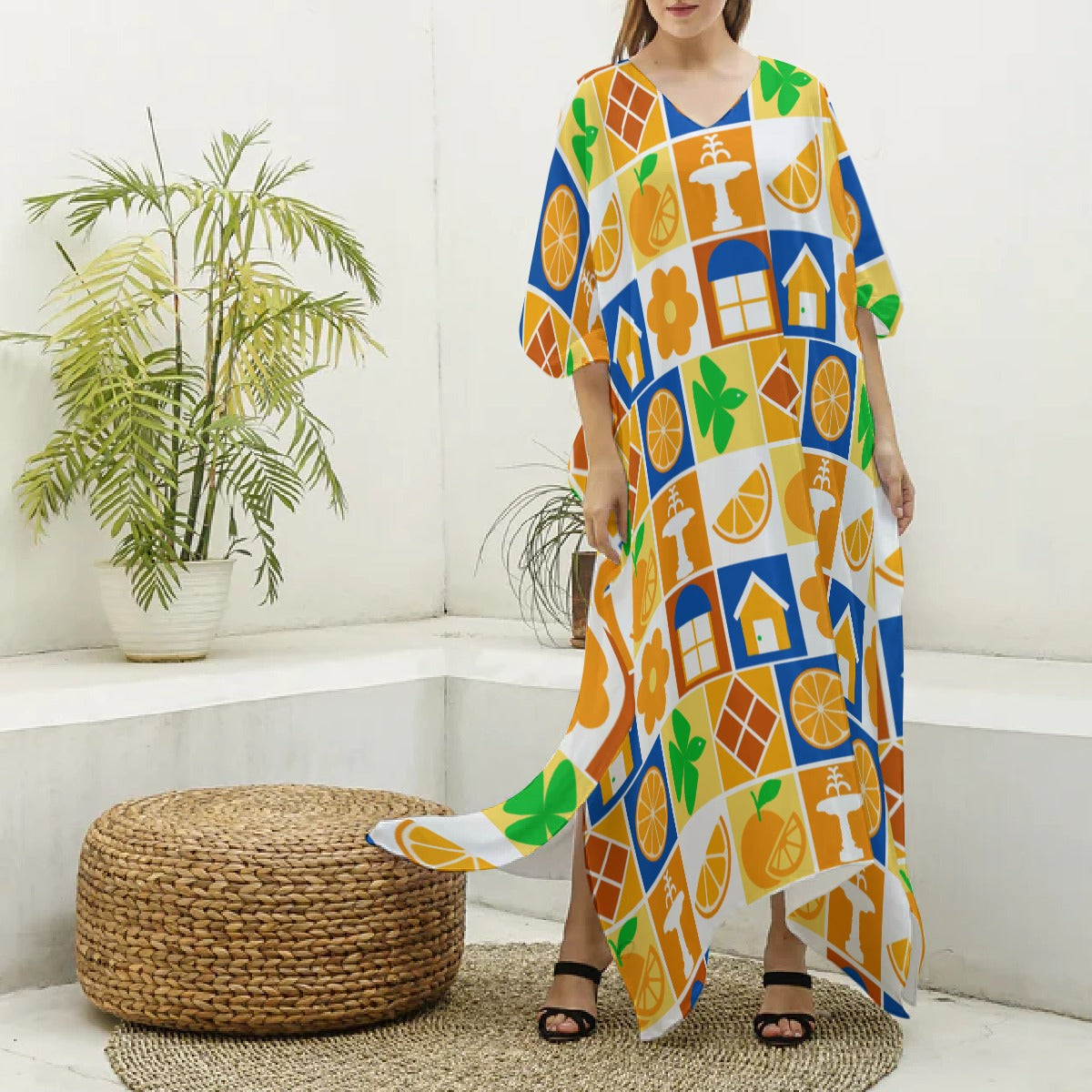 Retro Old Towne Orange Women's Kaftan Robe