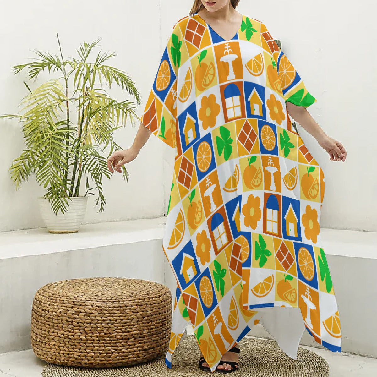 Retro Old Towne Orange Women's Kaftan Robe