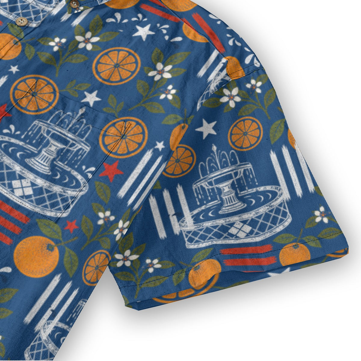 Stars, Stripes & Citrus Button-Up in Blue