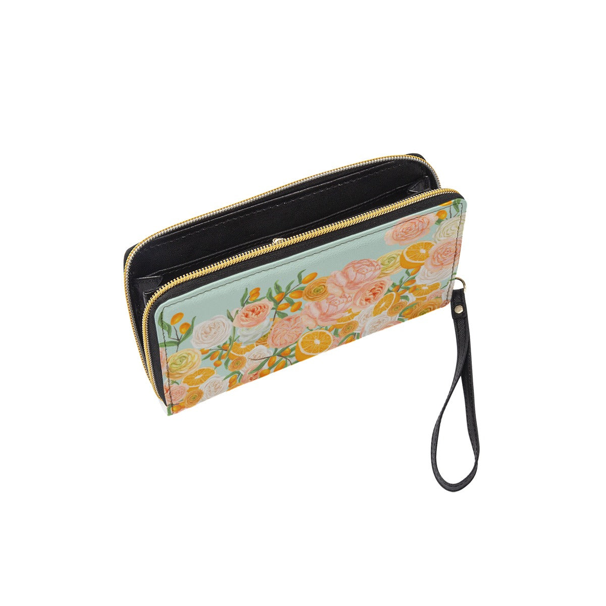 Mint Citrus Blossom Wallet With Hand Strap