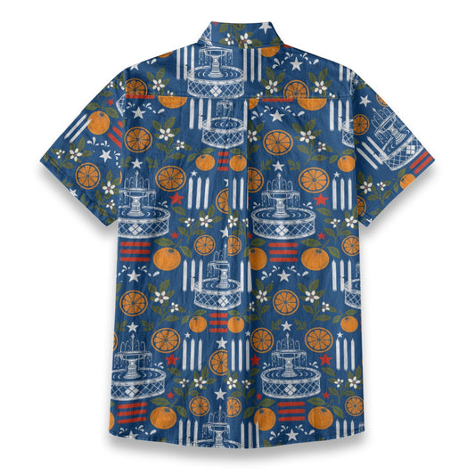 Stars, Stripes & Citrus Button-Up in Blue