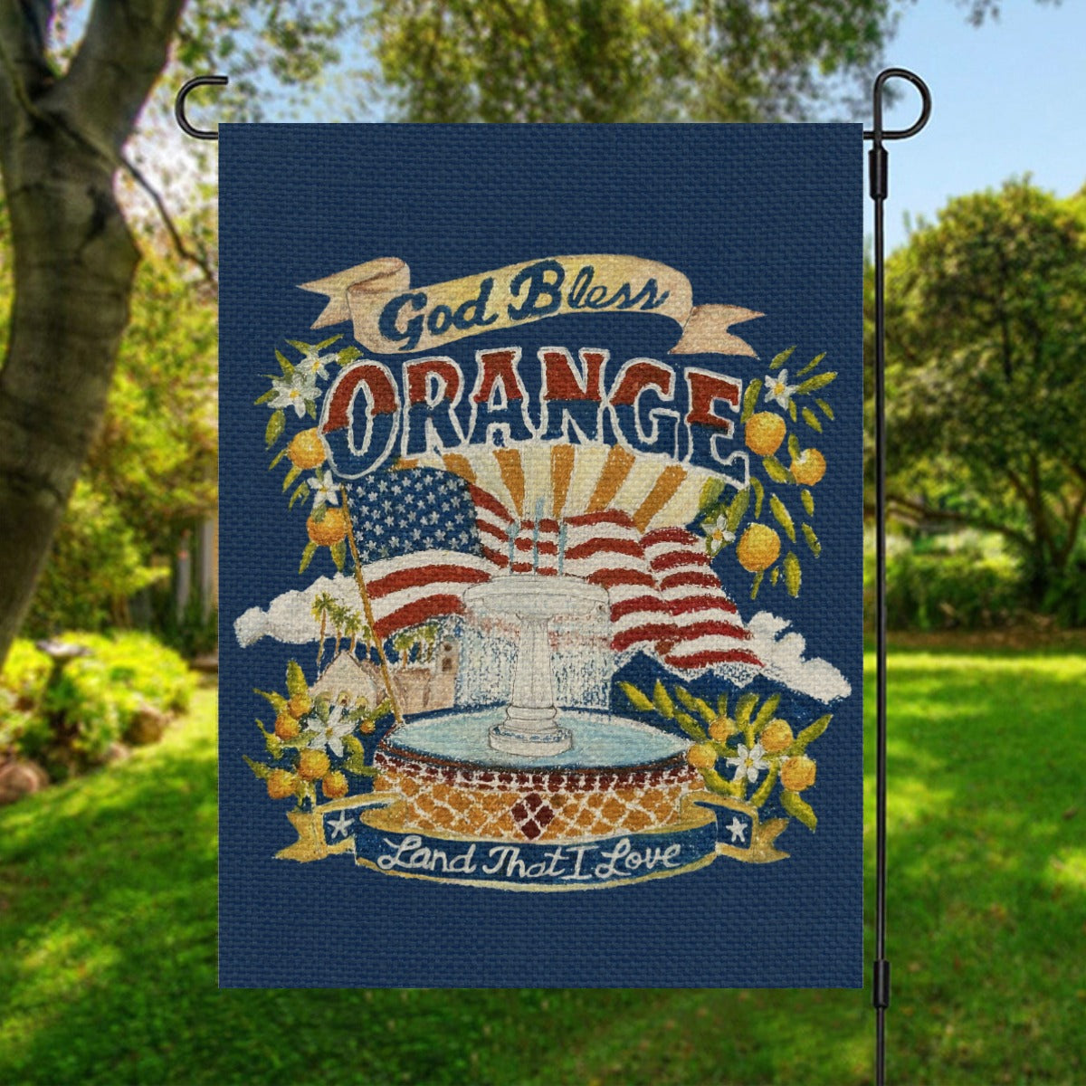 God Bless Orange – Land That I Love Garden Flag