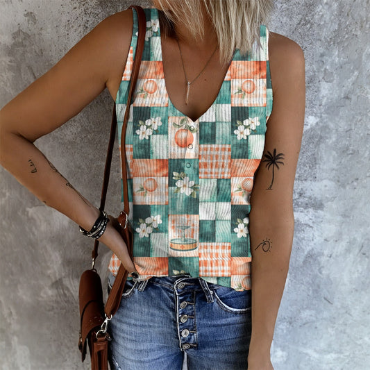 All-Over Print Women's Sleeveless Ribbed Tank