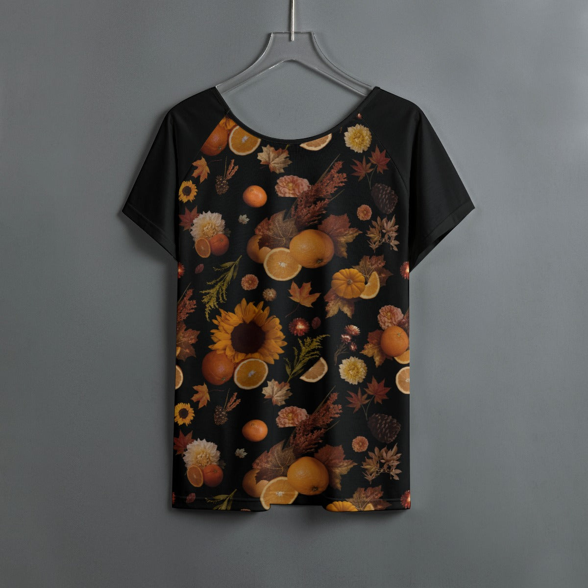 All-Over Print Women's Round Neck T-shirt With Raglan Sleeve