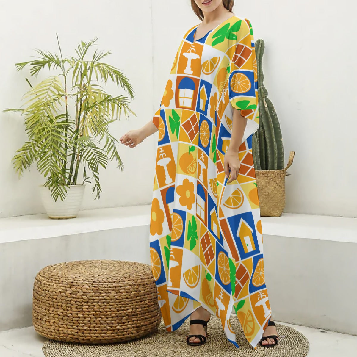 Retro Old Towne Orange Women's Kaftan Robe