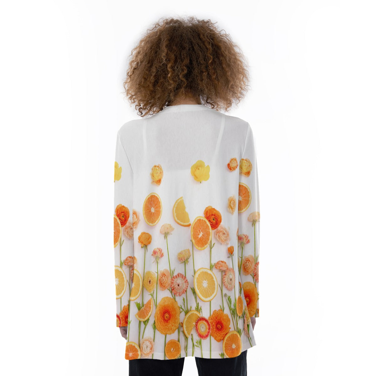 Floral Cara Cara All-Over Print Women's Patch Pocket Cardigan