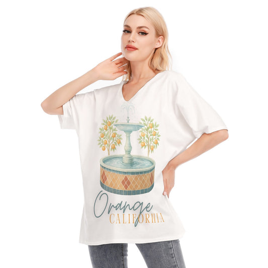 Watercolor Fountain Woman's Flowy Sleeve Blouse