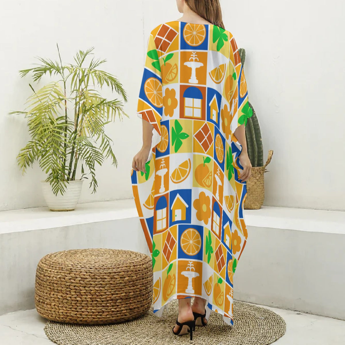 Retro Old Towne Orange Women's Kaftan Robe
