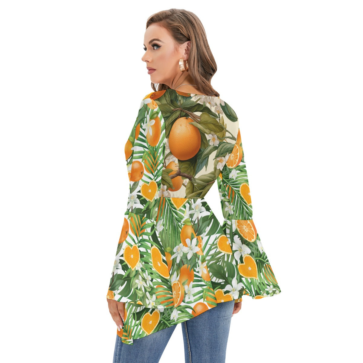 Love Orange Women's V-neck Blouse With Flared Sleeves - 50% profits donated to Love Orange
