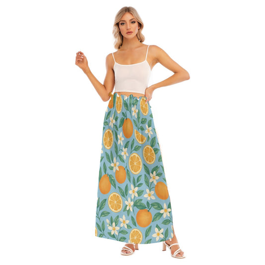 Playful Orange Blossoms Swimsuit Cover-Up Skirt